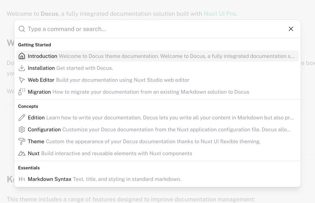 Built-in navigation and full-text search